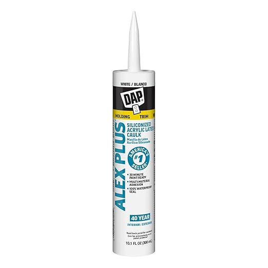 DAP Alex Plus Acrylic Latex Caulk, White, 10.1 Oz (7079818152) (Pack of 12)