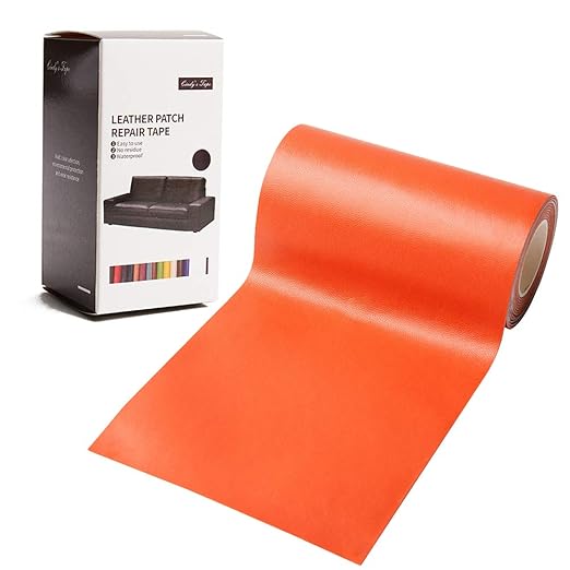 Leather Repair Patch Kit Orange 3 x 60 inch Leather Repair Tape Self Adhesive Patch for Furniture, Couch, Sofa, Car Seats Computer Chair First Aid Vinyl Repair Kit