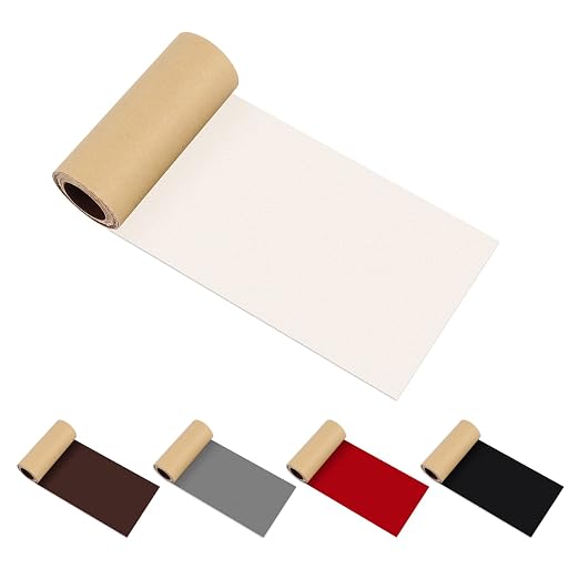 DOCAS Leather Repair Patch Tape Self Adhesive 4x63 inch, Cuttable Leather Repair Tape for Furniture, Vinyl Repair Kit for Car Seats, Upholstery, Couch, Sofa, Bags, Books, Chair, Ivory