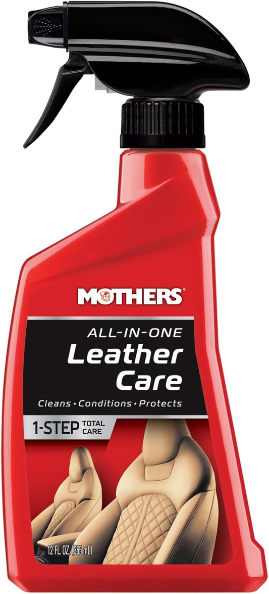 Mothers All-In-One Leather Care, 12 oz. — pH Balanced Formula Safely Deep Cleans, Conditions & Protects Leather with Aloe, Neatsfoot Oil & Lanolin to Restore Natural Oils Lost to Heat & Sun (06512)