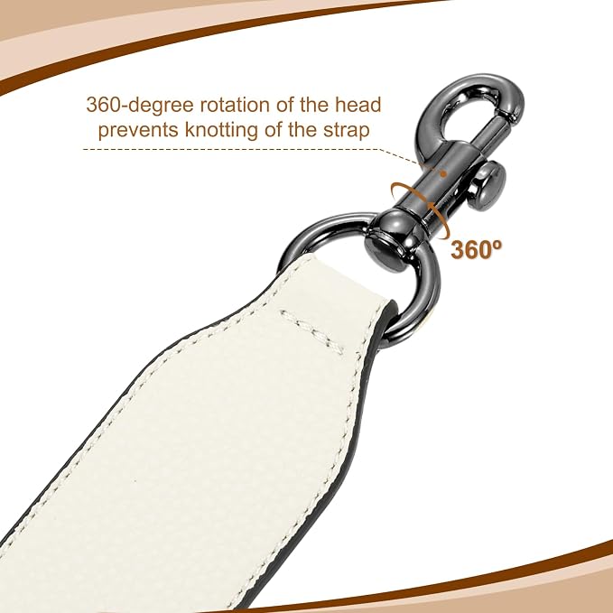 uxcell 22.83 Inch PU Leather Short Bag Strap with Clasp, Purse Handles Handbags Replacement Straps for Clutch Bag Crossbody Underarm Bags, Beige, Metallic Black Buckle