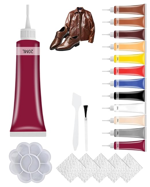 Advanced Leather Repair Gel, 2026 Upgrade Leather Repair Kit for Car Seat Vinyl Repair Kit, Professional Leather Repair Coloured Cream Gel, Multifunctional Couch and Jacket Repair Kit (Dark Red)
