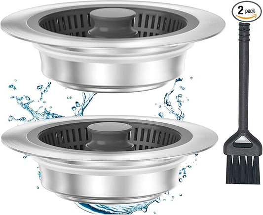 Kitchen Sink Drain Strainer with Pop-up Sink Stopper, 3 in 1 Sink Drain Strainer Basket with Cleaning Brush for US Standard 3-1/2 Inch Drain