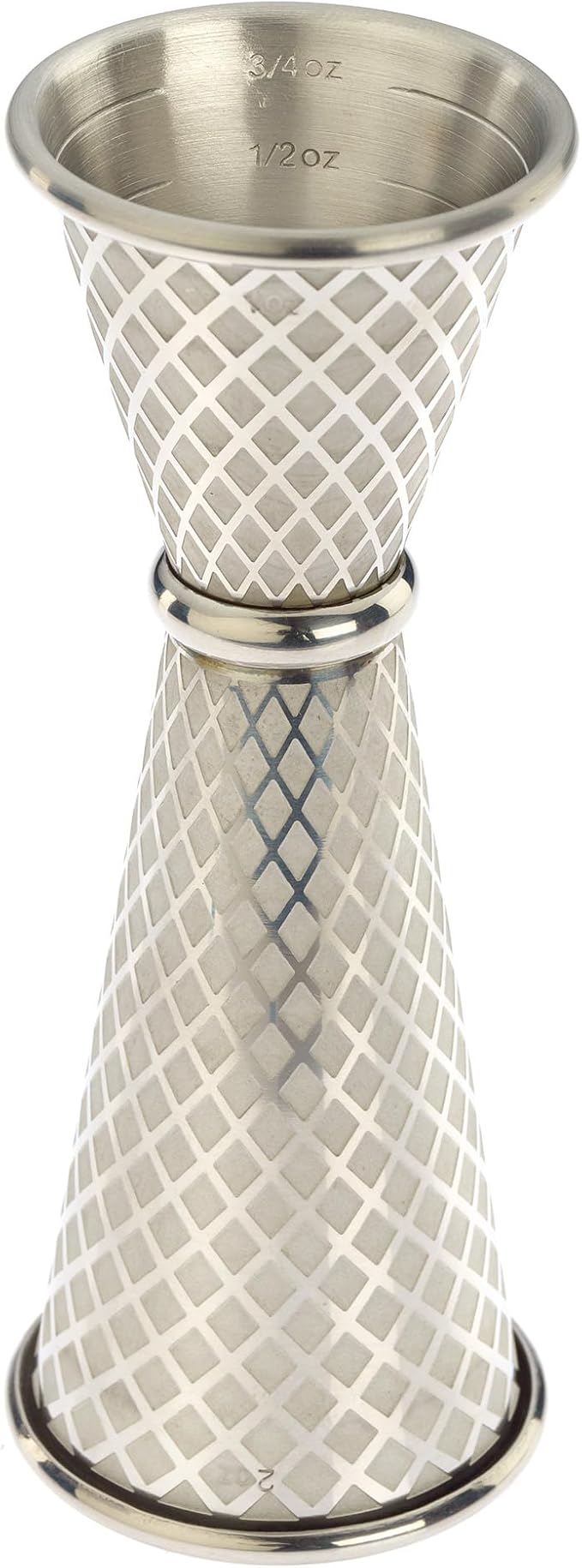 Barfly 1 x 2 oz. Diamond Lattice Etch Japanese Style Jigger, Stainless Steel