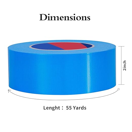 Blue Heavy Duty Duct Tape, 2 Inch x 55 Yards, Industrial Grade Waterproof & UV Resistant, Strong Adhesive for Indoor Outdoor Repairs, Crafts, Home Improvement, Moving Packing and DIY Projects
