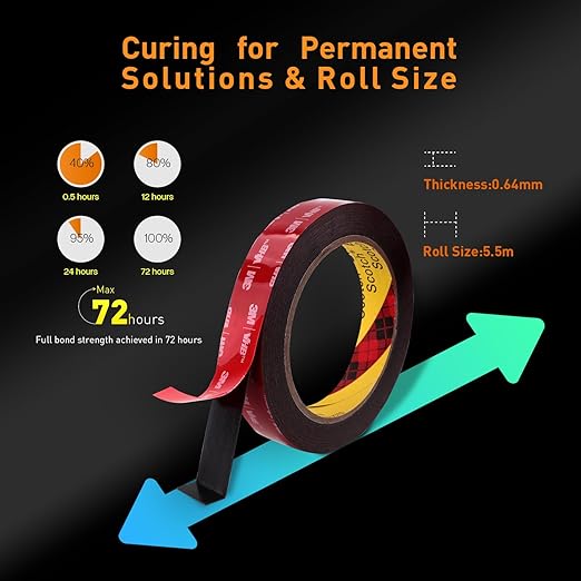 Double Sided Tape Heavy Duty Mounting Tape 1" x 18Ft Made of 3M 5925 Strong Adhesive Waterproof Foam Tape Perfect for Automotive Home Office Decor Indoor and Outdoor Walls