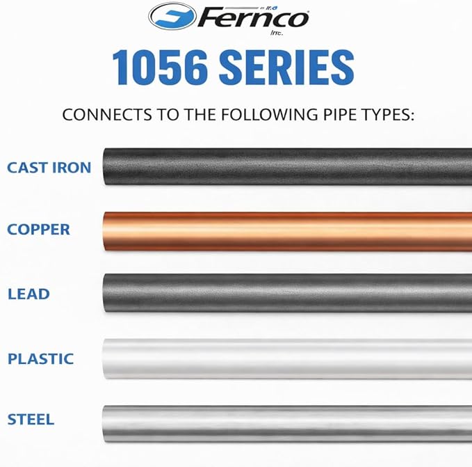 Fernco 1056-33 3 in Flexible Coupling, Unshielded DWV Pipe Connector for PVC, ABS, Cast Iron & Steel, Slip-On Repair Coupler w/Stainless Bands, 2-Pack