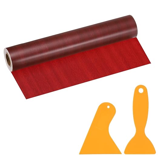 PATIKIL Wood Grain Repair Tape, 12" x 33' Self Adhesive Realistic Wood Tape with Scraper Durable Repair Patch for Furniture Floor Window Door Table DIY Home Decor, Walnut