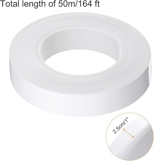 HARFINGTON 2Pcs Floor Tiles White Foil Lines Metallic Mirror Tape 0.98" x164 Ft Self Adhesive Decor Floor Wall Seam Sticker Waterproof Gap Sealing Tape for Kitchen Bathroom Cabinet