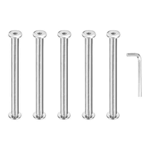 PATIKIL M5x5mm Hex Chicago Screws 6x75mm, 5Pcs 304 Stainless Steel Metric Hex Drive Socket Cap Binding Post Screw Posts for Scrapbook Leather Belt Album Furniture Repair, Silver