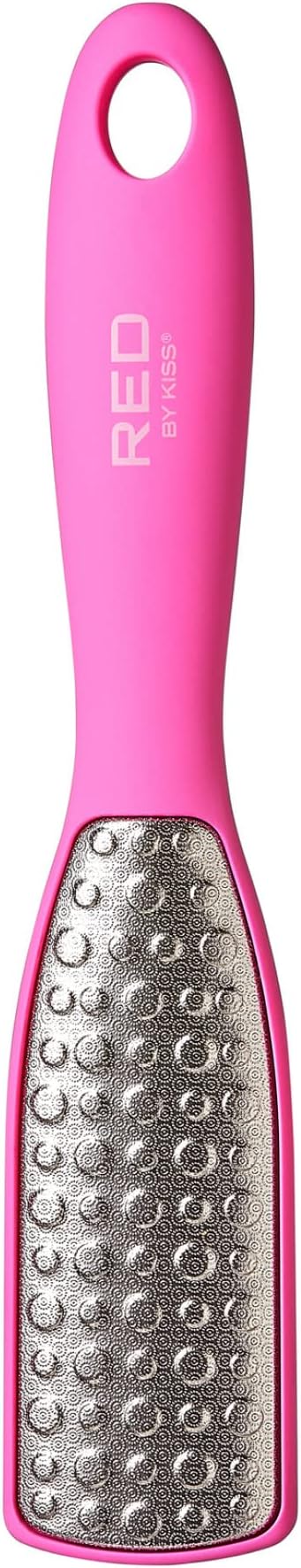 RED by Kiss Stainless Steel Callus Foot File – Callus Remover for Dry and Wet Feet, Double-Side Grinding, Best Foot Care Pedicure Tool, Washable Foot Scrubber for Cracked Heels