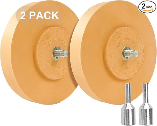 2 Pack Eraser Wheel Decal Remover Eraser Wheel Adhesive Remover with Adapter 4 Inch Rubber Eraser Wheel for Drill Removes Car Decal Vinyl Tape Graphics Pinstripe Sticker Remover