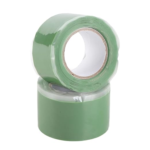 Self Fusing Silicone Tape, Waterproof Insulation Adhesive Tape, 2 Rolls 1.5m x 2.5cm - Heat, Easy Tear, Durable Pipe and Hose Repair Solution (Green)
