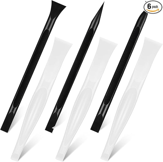 Honoson Non-scratch Plastic Scraper Tool Carbon Fiber Plastic Cleaning Tool Pen-shaped Stiff Scraper for Kitchen Sticker Scratch Cleaning(White)