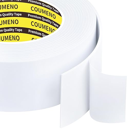 Single-Sided Adhesive EVA Foam Tape 2in x 16.4FT,White Foam Weather Stripping,Door Seal & Window Insulation Tape,Waterproof Sound Proof Seal Strip for Doors,Windows,Garage Door & Gap Sealing