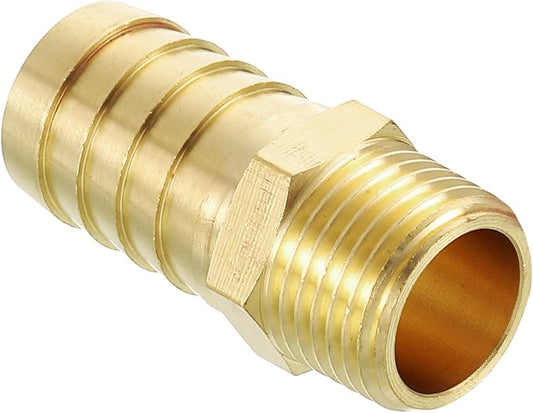 Pack of 1 Brass Hose Barbed Fittings Adapter Connector 3/4" Hose Barb to 1/2" NPT Male Fittings for Home Machines, Massage Bathtubs, and Irrigation Systems