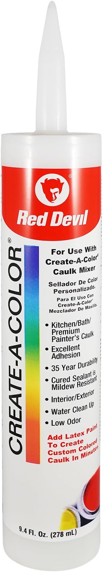Red Devil 0409 Create A Color Caulk, 9.4 oz Cartridge, Tintable, 1 Pack