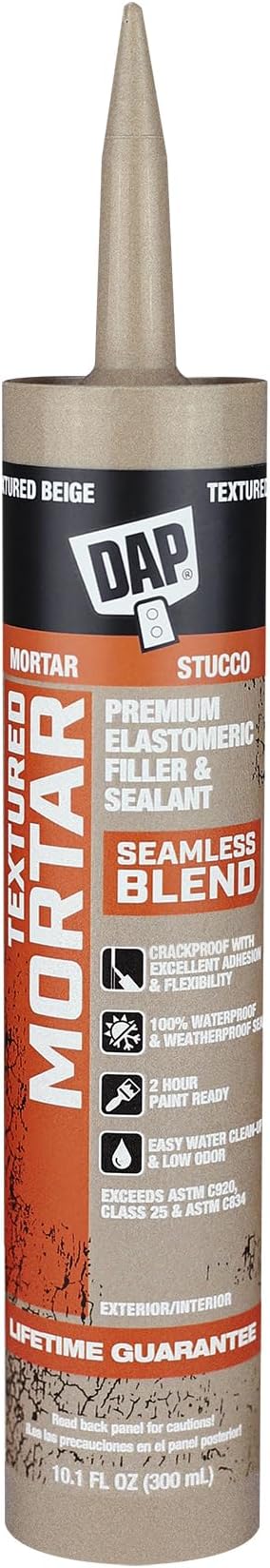 DAP Textured Mortar Premium Elastomeric Latex Filler & Sealant, Beige, 10.1 Oz (7079810081)