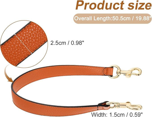 uxcell 19.29 Inch PU Leather Short Bag Strap with Clasp, Purse Handles Handbags Replacement Straps for Clutch Bag Underarm Bags, Orange, Gold Buckle