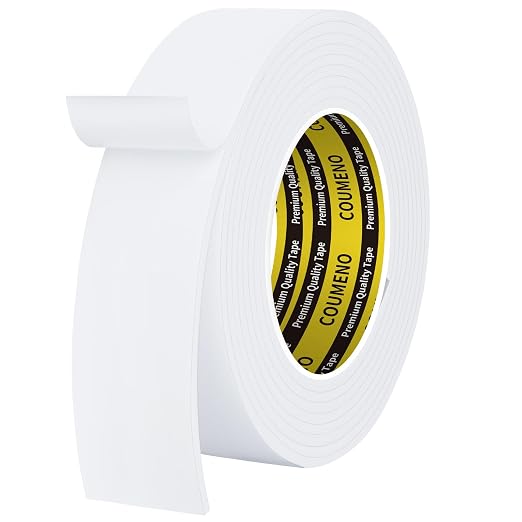 Single-Sided Adhesive EVA Foam Tape 1.8in x16.4FT,White Foam Weather Stripping,Door Seal & Window Insulation Tape,Waterproof Sound Proof Seal Strip for Doors,Windows,Garage Door & Gap Sealing