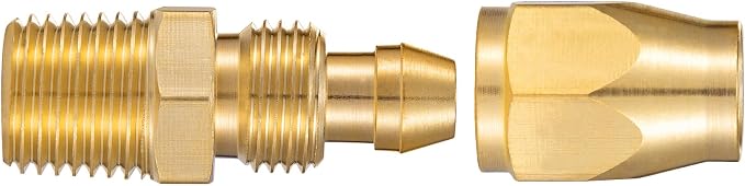 Soild Brass 4pcs 1/4" Barb（1/4" ID Polyurethane Hose） x 1/4" NPT and 4PCS Soild Brass Air Reusable Splicer For 1/4-Inch ID Hose