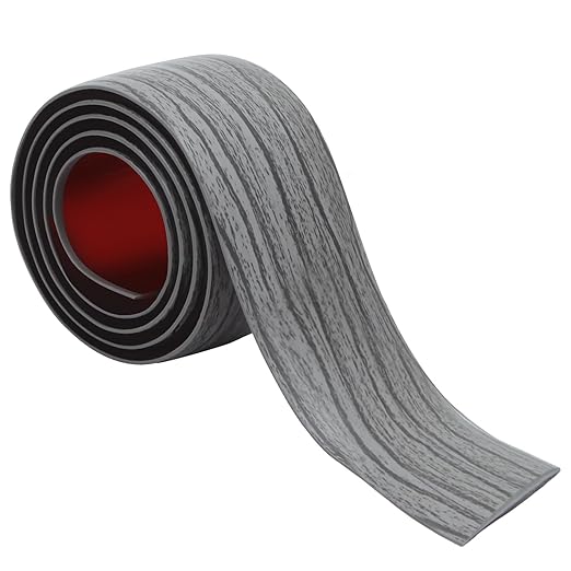 Floor Transition Strip 2" Self Adhesive Flat Vinyl Flooring Transitions Strip with Strong Backing Wood Grain 5cm, 3.28FT, Deep Grey