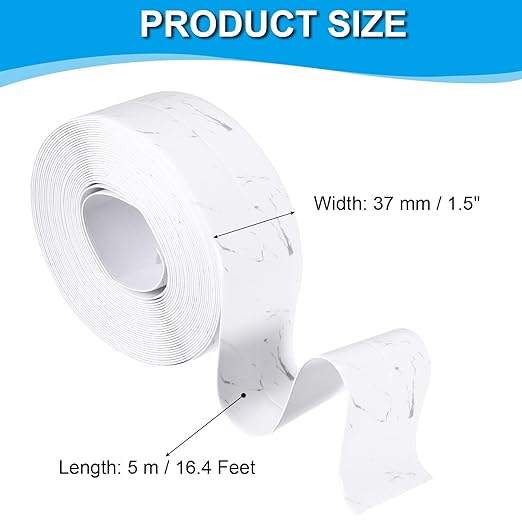 PATIKIL Caulk Tape 1.5" x 16 Ft, Self Adhesive Sealing Tape Waterproof Toilet Tub Caulk Sealant Strip Sealing Trim for Kitchen Bathroom Toilet Bathtub Sink Countertop, Light Grey