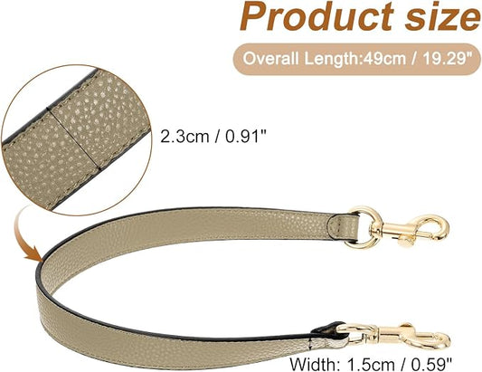 uxcell 19.29 Inch PU Leather Short Bag Strap with Clasp, Purse Handles Handbags Replacement Straps for Clutch Bag Underarm Bags, Khaki, Gold Buckle