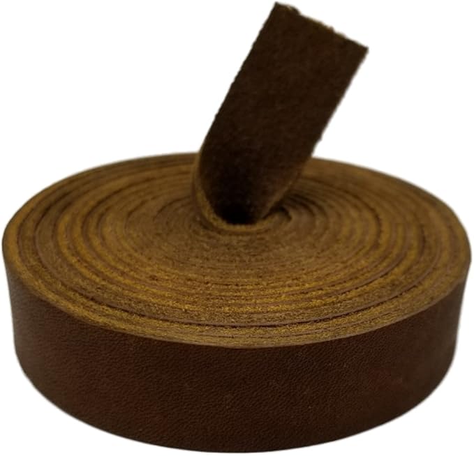 TOFL Genuine Leather Strap | Top Grain Cowhide Strip – Medium Brown | 72" L x 5/8" W x 1/16" Thick | Suede Backing | Leather Craft Supplies | Leatherworking & DIY Repair Projects | 4-5 oz