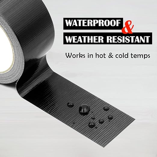 Black Duct Tape Heavy Duty: Wide Waterproof Outdoor Duck Furniture Repair Tape Bulk - Strong Adhesive Weather UV Resistant No-Residue Masking Tapes Patterns Variety Pack (6, Black)