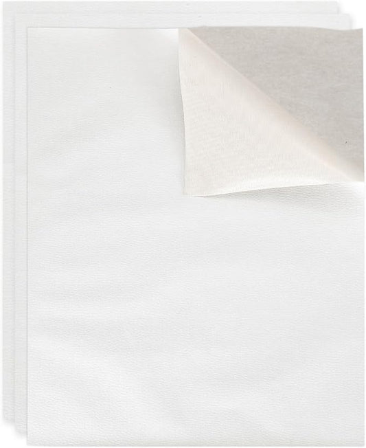 MECCANIXITY 5 Pcs Leather Repair Patch 10"x12" Self-Adhesive Leather Vinyl Repair Tape Kit for Furniture Couches Sofa Chair Car Boat Seats Jackets, White