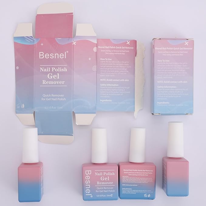 Gel Nail Polish Remover 5 Pack Professional Gel Polish Remover Non-Irritating Quick Easy,Nail Polish Gel Remover Tools Kit Nail File Cuticle Pusher Nail File Grit, No Need For Foil Soaking Or Wrapping