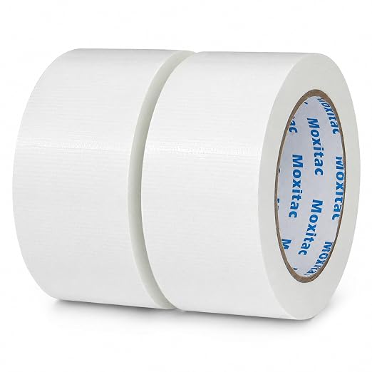 White Duct Tape Heavy Duty, 2 Rolls, 2 Inch x 30 Yards Each, PE Coated Cloth Tape, Easy Tear by Hand, Water-Resistant Surface for Repairs, Packaging, Labeling, Bundling and Moving