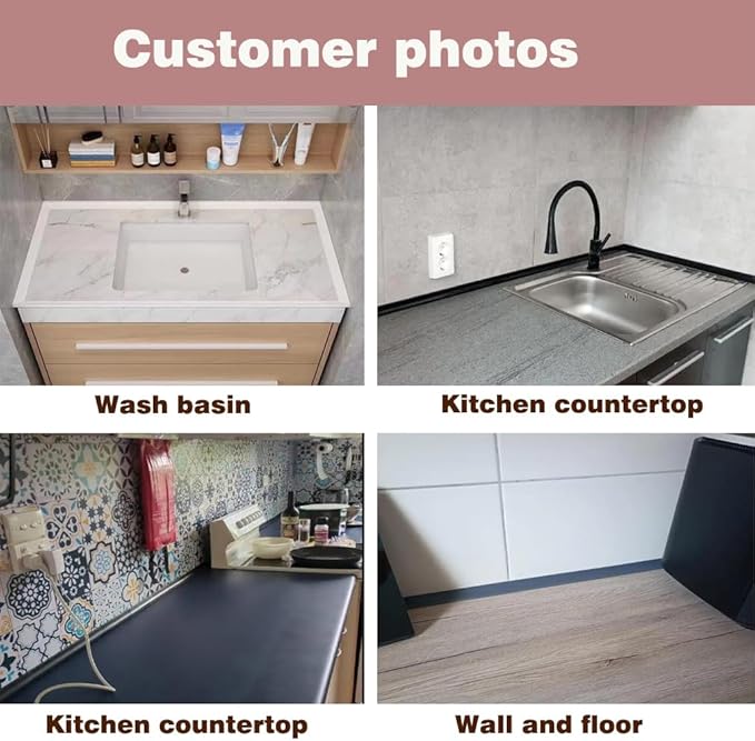 Water Dam Silicone Waterproof Barrier Bathroom and Kitchen Water Strip Coving Edging Strip（Black-2.2m）