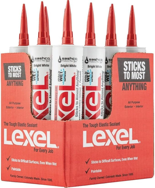 Sashco 13030 10.5oz Sashco Sealants White Lexel Adhesive Caulk, 10.5-Ounce
