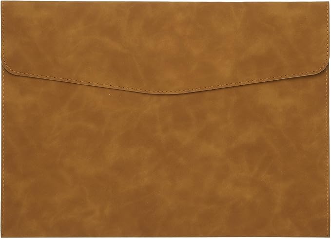 PATIKIL PU Leather A4 File Folder, Document Holder Filing Organizer Portfolio Envelope Folder Case with Snap Closure for Letter Receipt, Brown