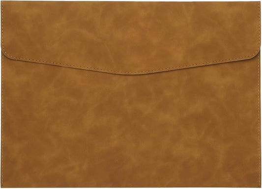 PATIKIL PU Leather A4 File Folder, Document Holder Filing Organizer Portfolio Envelope Folder Case with Snap Closure for Letter Receipt, Brown