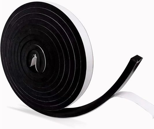 High Density Weather Stripping - 1 Inch Wide x 3/8 Inch Thick, Self-Adhesive Foam Insulation Strip for Door & Window AC, 16.5 Feet