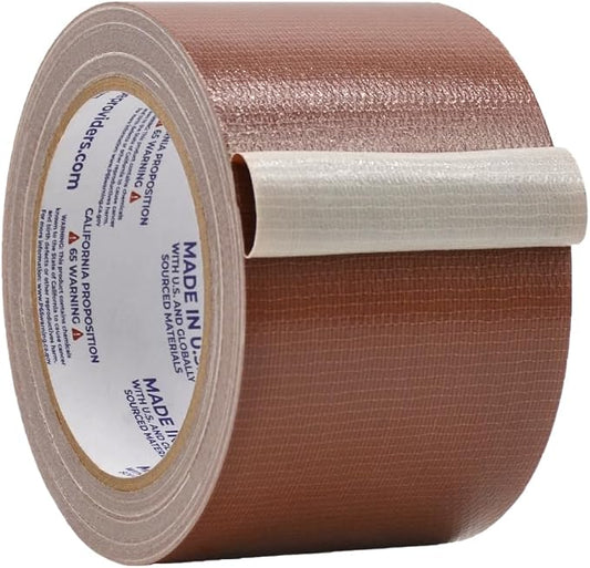 WOD DTC10 Advanced Strength Industrial Grade Brown Duct Tape, 3 inch x 60 ft. Waterproof, UV Resistant For Crafts & Home Improvement