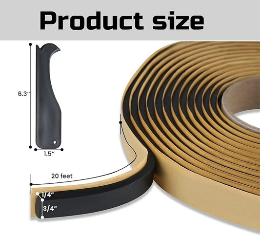 Lichamp Butyl Tape RV Butyl Sealant Tape, 3/4" Wide 1/4" Thick 20' Length, Black