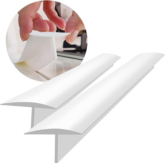 KindGa Stove Gap Covers, Silicone Counter Gap Filler for Stove, 30 Inches for 0.2-1 inch Gap,Seal Spills between Appliances Countertop Furniture Stoves Ovens(Set of 2, White)