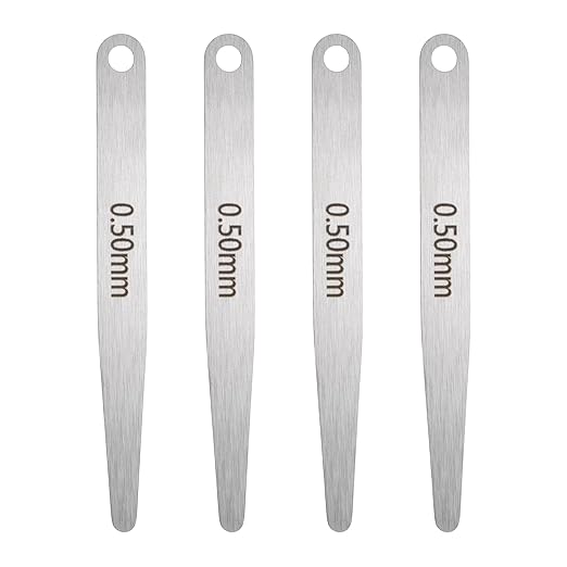 HARFINGTON 4pcs Metric Thickness Feeler Gauge 0.5mm Single Blade Oval Feeler Gauge 304 Stainless Steel Gap Measuring Tool for Repair Valve Guitar Spark Plug