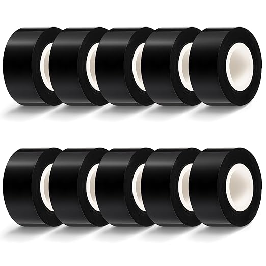Pangda 10 Rolls Black Self Fusing Silicone Tape 1 in x 10ft Heavy Duty Electrical Tape Waterproof & Insulating Self Bonding Repair Bandage for Hose, Gym Equipment, Automotive, Outdoor & Repairs