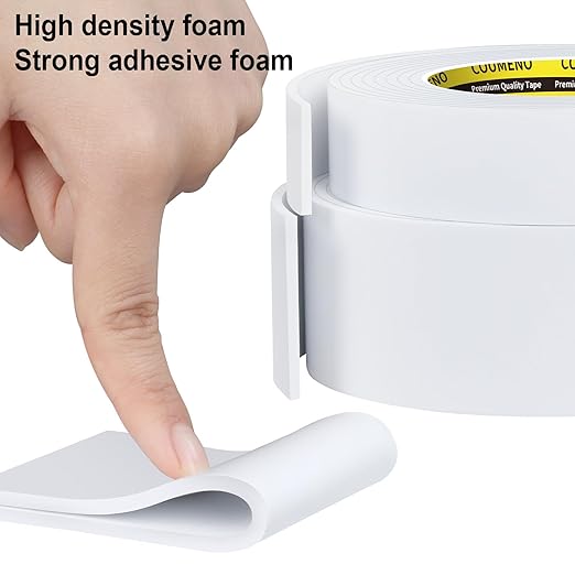 Single-Sided Adhesive EVA Foam Tape 2 Pack,2inX16.4FT,White Foam Weather Stripping,Door Seal & Window Insulation Tape,Waterproof Sound Proof Seal Strip for Doors,Garage Door & Gap Sealing