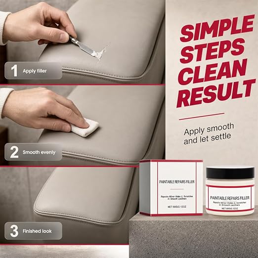 2026 NEW Leather Filler for Filling or Repairing Holes | Scratches Flexible Paste Restorer Multipurpose Refinish for Car Seats Vinyl Sofa Shoes Chair, Tears, Cracks, Scratches
