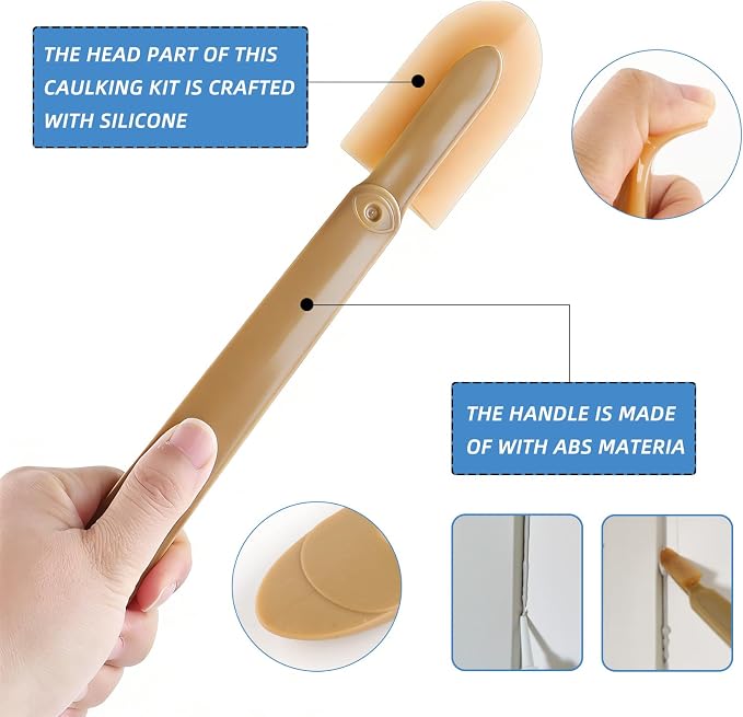 8 Pcs Rubber Caulking Tool Set,4 Sizes Reusable Spatula Spreader,Caulk Finishing Smoothing Applicator for Tiles,Bathroom,Kitchen,Floors