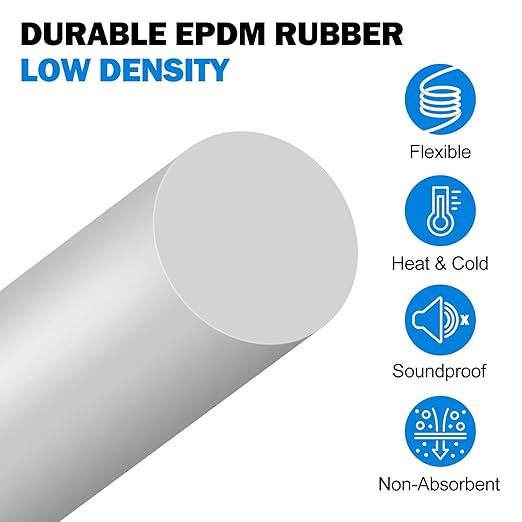 MYFAMIREA 50FT Backer Rod 1/4 Inch EPDM Rubber Caulk Saver Weather Strip Seal Concrete Expansion Joint Filler for Gaps and Joints, Gray