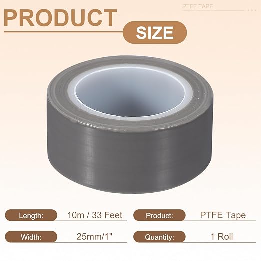 PATIKIL 1" x 33ft Heat Resistant Tape, High Temperature Tape PTFE Adhesive High Heat Tape Waterproof Smooth Surface for Vacuum Sealer Machine Insulation Protection, 0.1mm Thick, 1PCS