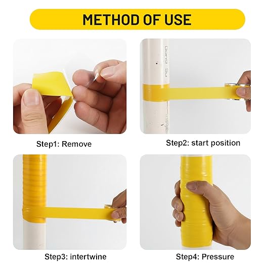 4-Pack Yellow Self Fusing Silicone Tape (40 Ft Total) - High Visibility Electrical Insulation Tape - Waterproof Rubber Grip Wrap for Tools & Sport Handles - Heat Resistant & Easy-Peel Liner