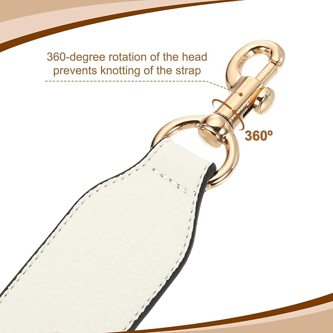uxcell 22.83 Inch PU Leather Short Bag Strap with Clasp, Purse Handles Handbags Replacement Straps for Clutch Bag Crossbody Underarm Bags, Beige, Gold Buckle